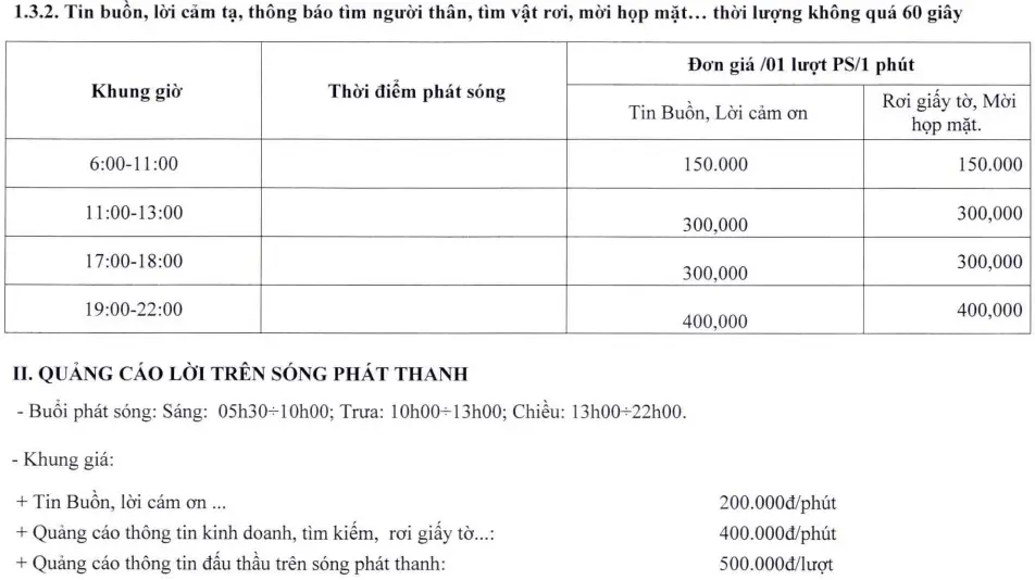 Báo giá quảng cáo TBK